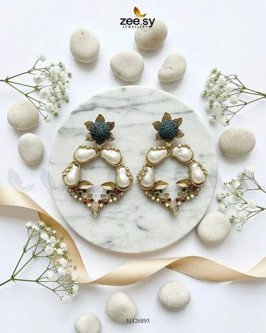 Antique Turkish Baroque Pearl Earrings Multi Earrings - Zeesy Jewellery Pakistan | Premium Artificial & Imitation Jewellery