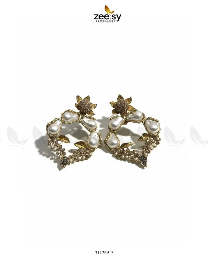 Antique Turkish Baroque Pearl Earrings Earrings - Zeesy Jewellery Pakistan | Premium Artificial & Imitation Jewellery