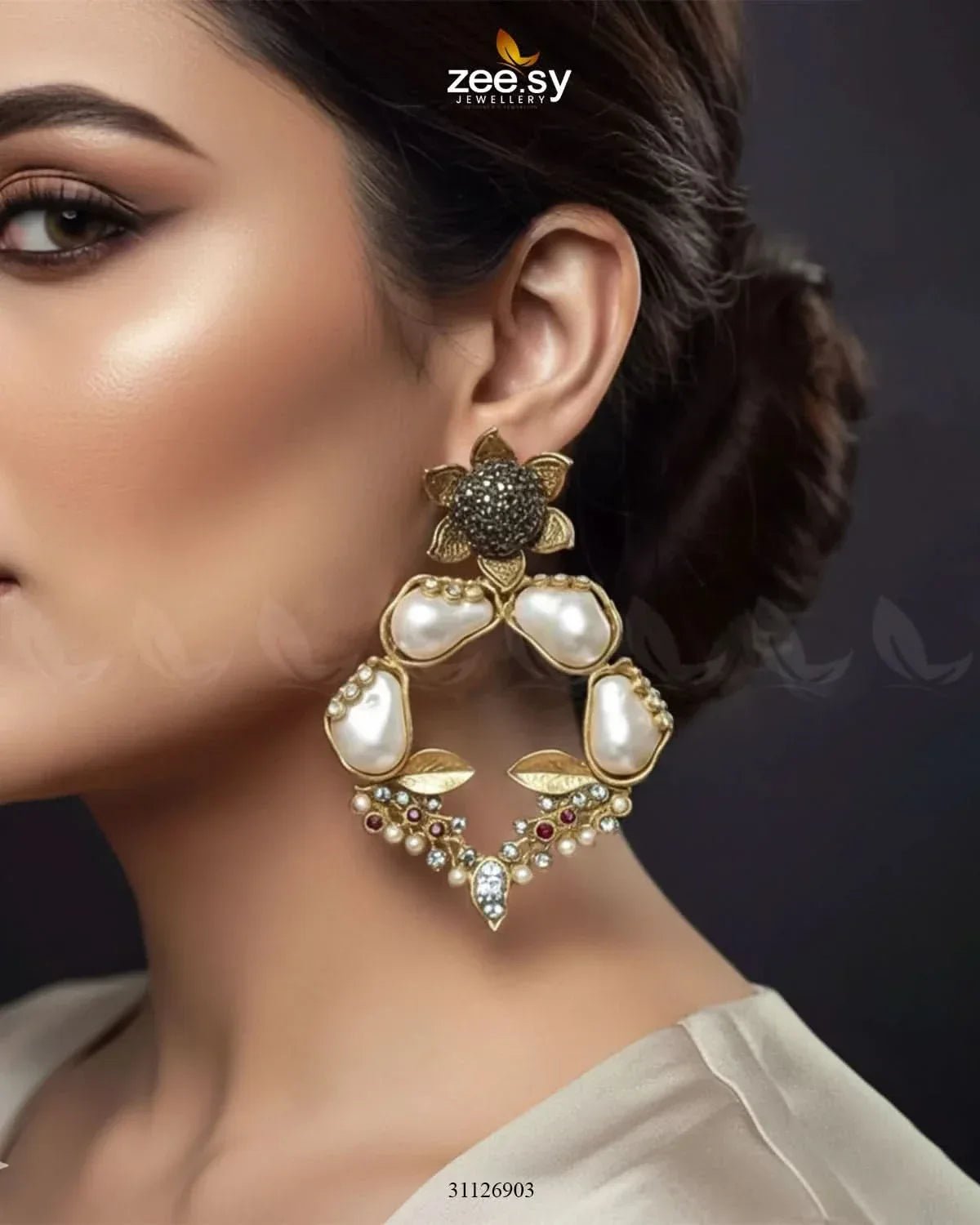 Antique Turkish Baroque Pearl Earrings Earrings - Zeesy Jewellery Pakistan | Premium Artificial & Imitation Jewellery