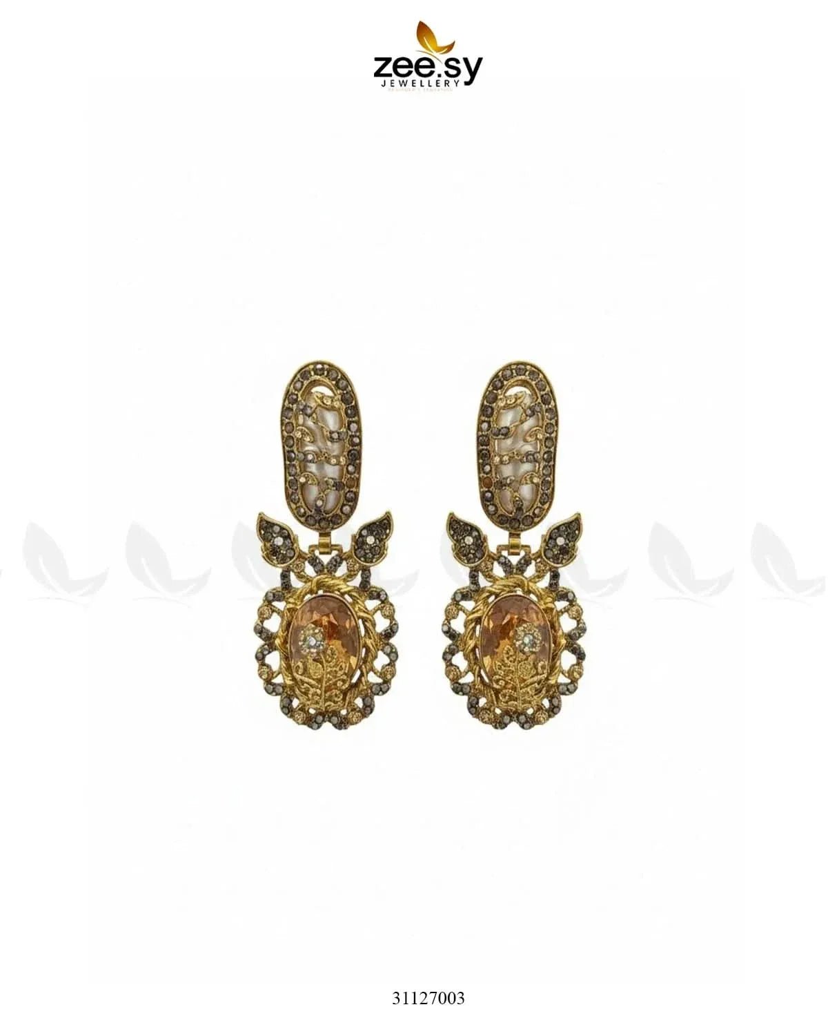 Antique Turquoise Cut Stone Earrings Earrings - Zeesy Jewellery Pakistan | Premium Artificial & Imitation Jewellery