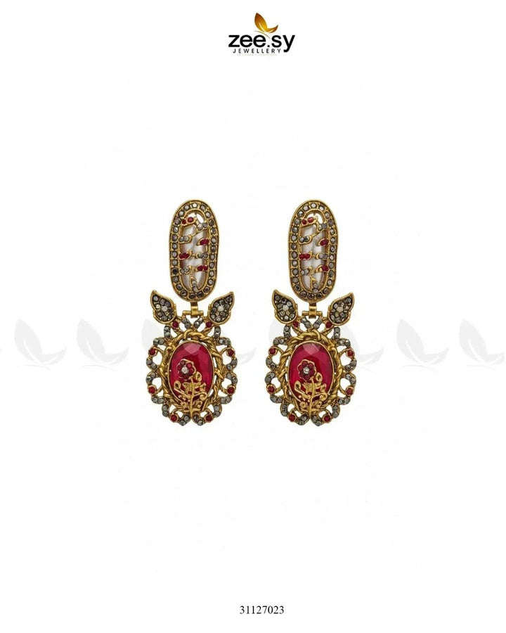 Antique Turquoise Cut Stone Earrings Earrings - Zeesy Jewellery Pakistan | Premium Artificial & Imitation Jewellery