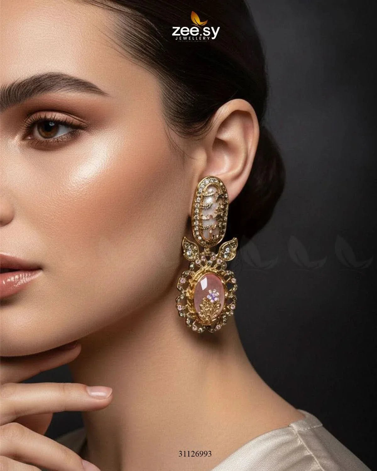 Antique Turquoise Cut Stone Earrings Mint Pink Earrings - Zeesy Jewellery Pakistan | Premium Artificial & Imitation Jewellery