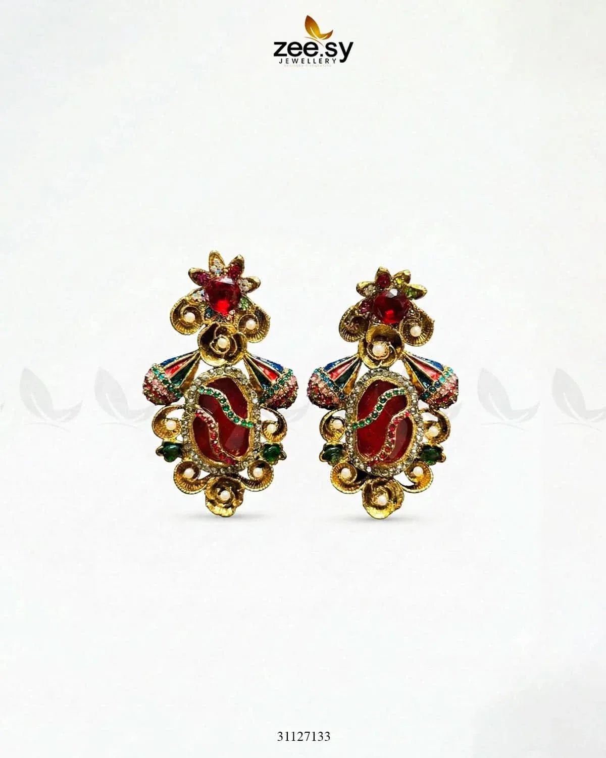 Diana Ruby Beads Earrings Multicolor Earrings - Zeesy Jewellery Pakistan | Premium Artificial & Imitation Jewellery