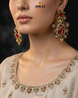Diana Ruby Beads Earrings Earrings - Zeesy Jewellery Pakistan | Premium Artificial & Imitation Jewellery