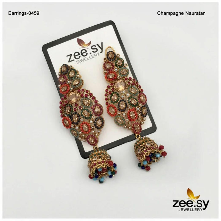 Earrings-0459 Champagne Earrings - Zeesy Jewellery Pakistan | Premium Artificial & Imitation Jewellery