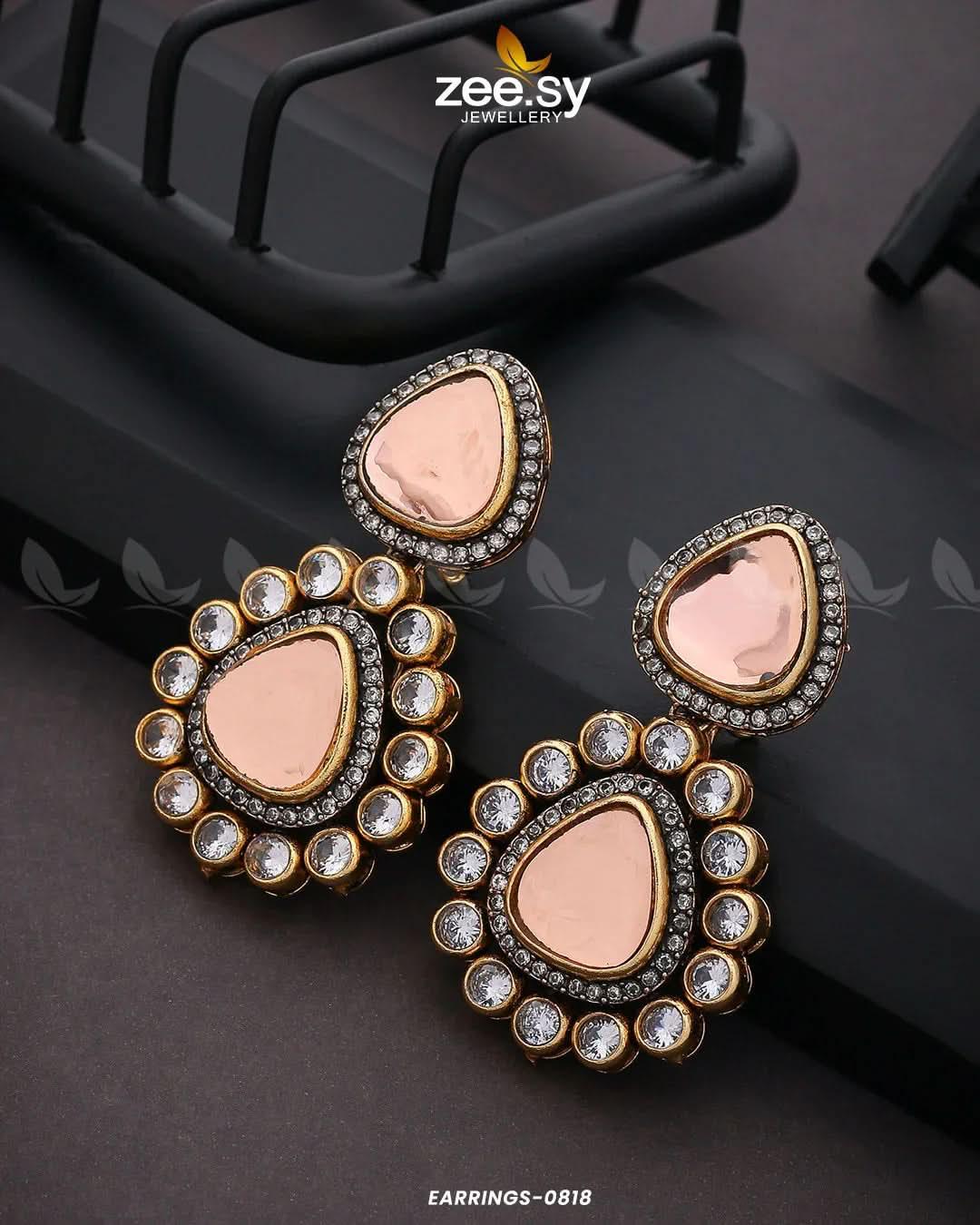 EARRINGS-0818 Champagne Earrings - Zeesy Jewellery Pakistan | Premium Artificial & Imitation Jewellery