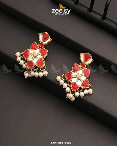 EARRINGS-0822 Red Earrings - Zeesy Jewellery Pakistan | Premium Artificial & Imitation Jewellery