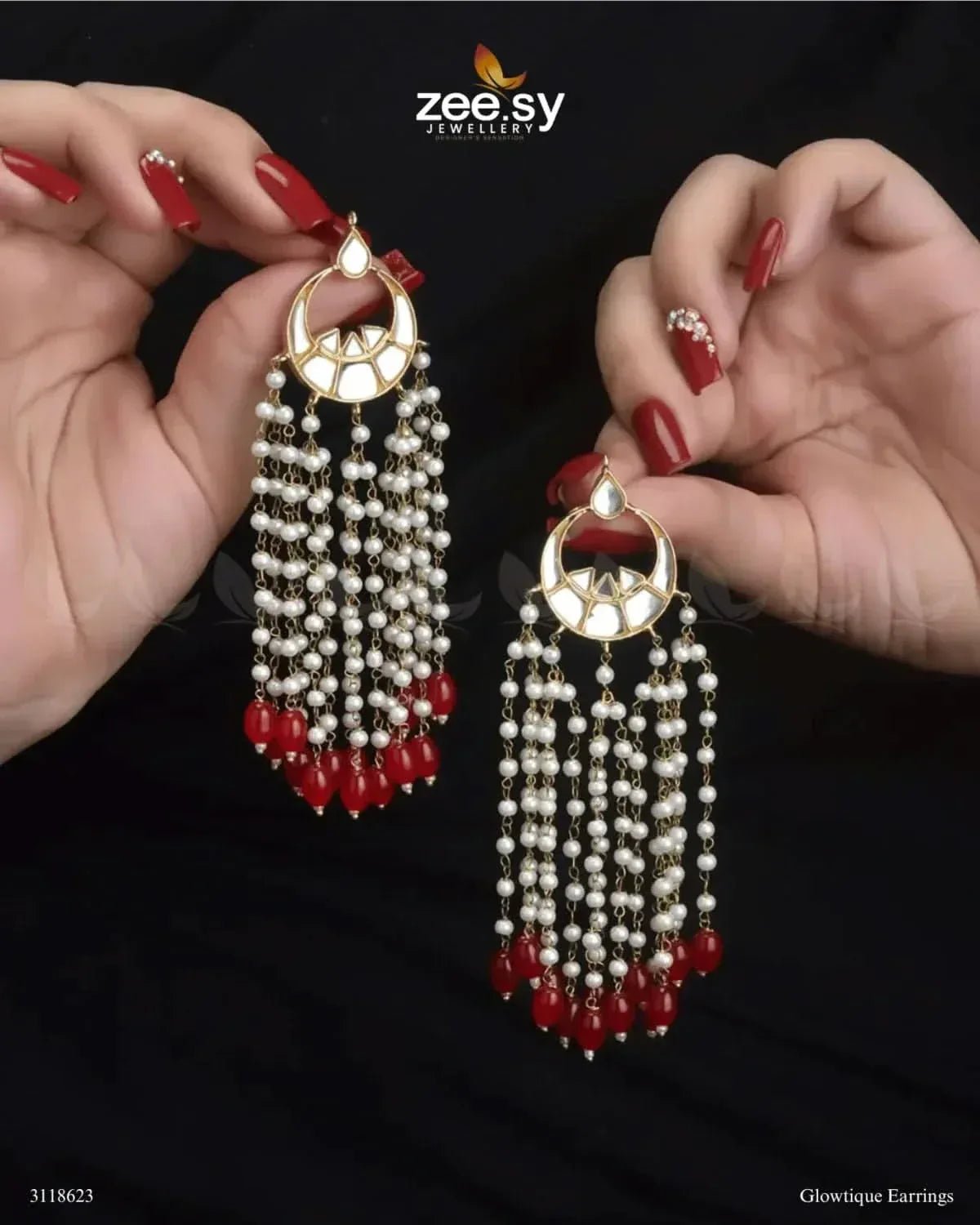 Glowtique Earrings Red Earrings - Zeesy Jewellery Pakistan | Premium Artificial & Imitation Jewellery