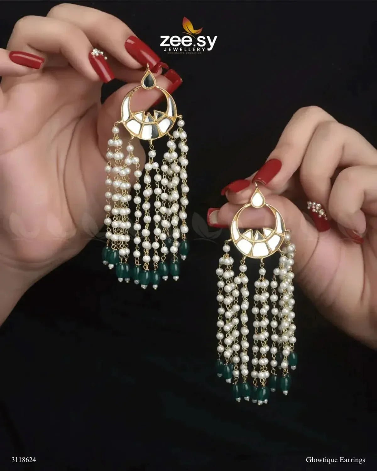 Glowtique Earrings Emerald Green Earrings - Zeesy Jewellery Pakistan | Premium Artificial & Imitation Jewellery
