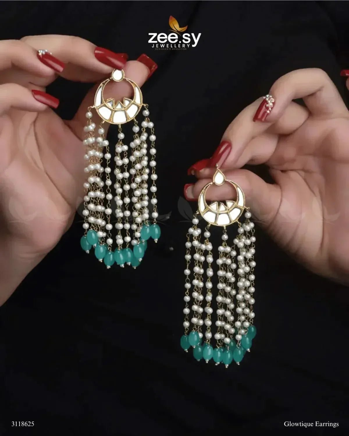 Glowtique Earrings Mint Green Earrings - Zeesy Jewellery Pakistan | Premium Artificial & Imitation Jewellery