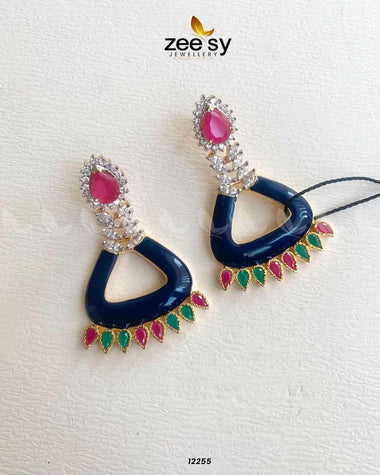 Earrings-0586 Blue & Red Earrings - Zeesy Jewellery Pakistan | Premium Artificial & Imitation Jewellery