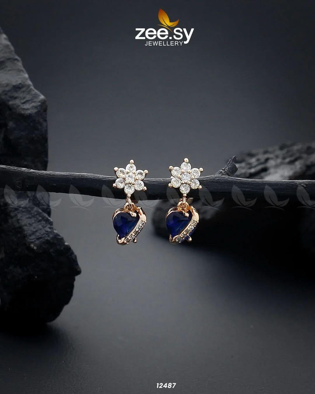 Heart Earrings Blue Earrings - Zeesy Jewellery Pakistan | Premium Artificial & Imitation Jewellery