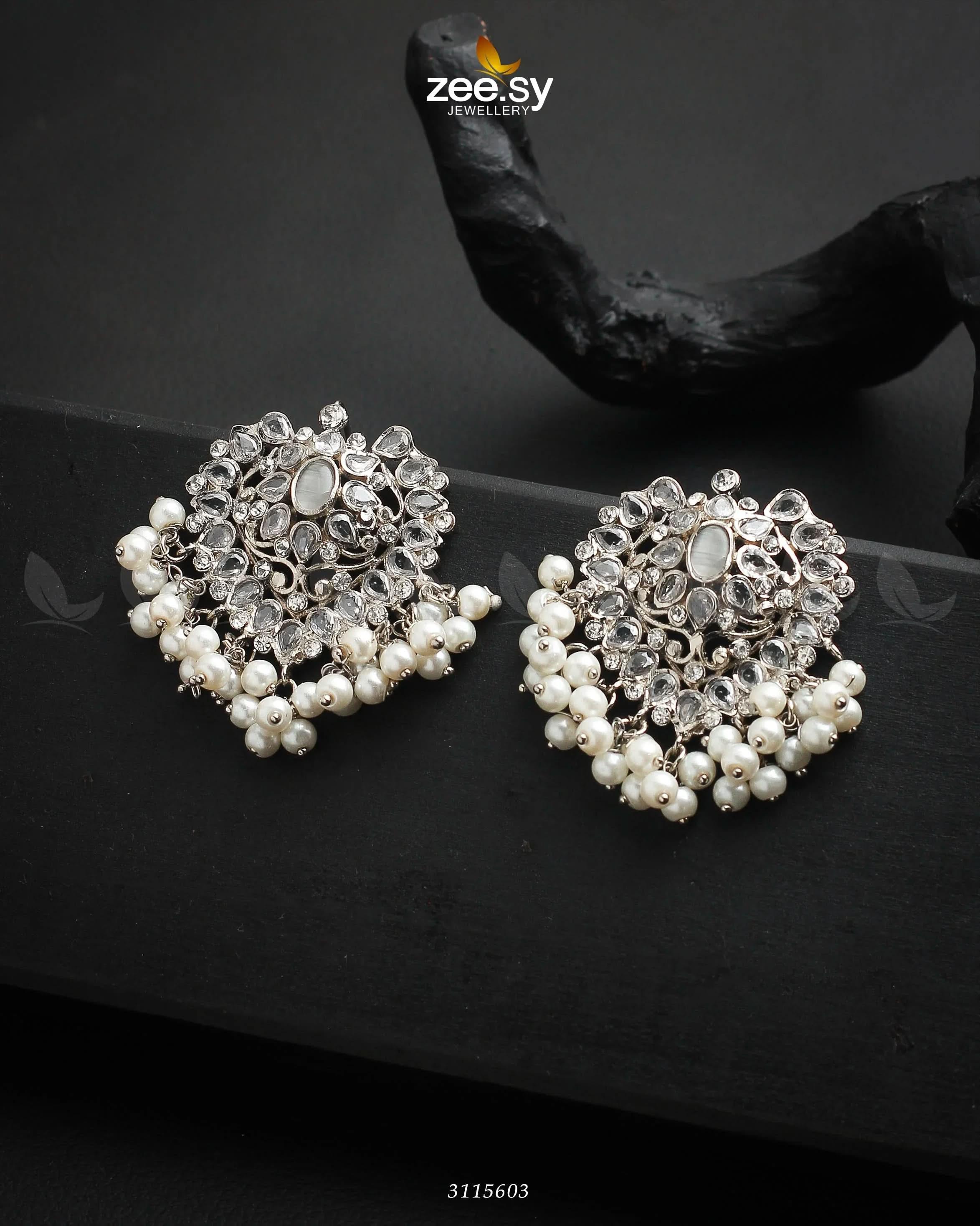 Luxuriant Earrings Silver White Earrings - Zeesy Jewellery Pakistan | Premium Artificial & Imitation Jewellery