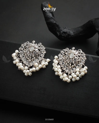 Luxuriant Earrings Silver White Earrings - Zeesy Jewellery Pakistan | Premium Artificial & Imitation Jewellery