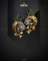 Meridian Earrings Golden Green Earrings - Zeesy Jewellery Pakistan | Premium Artificial & Imitation Jewellery