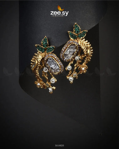 Meridian Earrings Golden Green Earrings - Zeesy Jewellery Pakistan | Premium Artificial & Imitation Jewellery