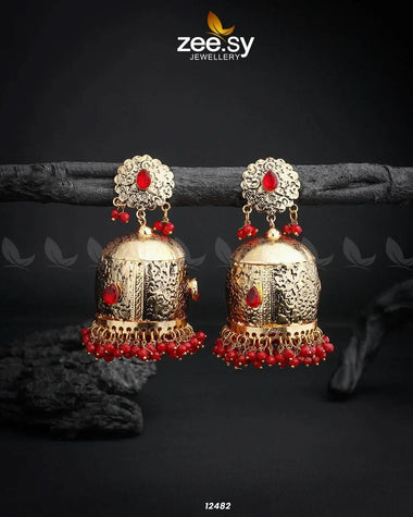 Shaymin Earrings Red Earrings - Zeesy Jewellery Pakistan | Premium Artificial & Imitation Jewellery