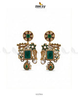Victorian Faux Pearl Earrings Green Earrings - Zeesy Jewellery Pakistan | Premium Artificial & Imitation Jewellery