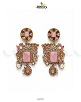 Victorian Faux Pearl Earrings Mint Pink Earrings - Zeesy Jewellery Pakistan | Premium Artificial & Imitation Jewellery