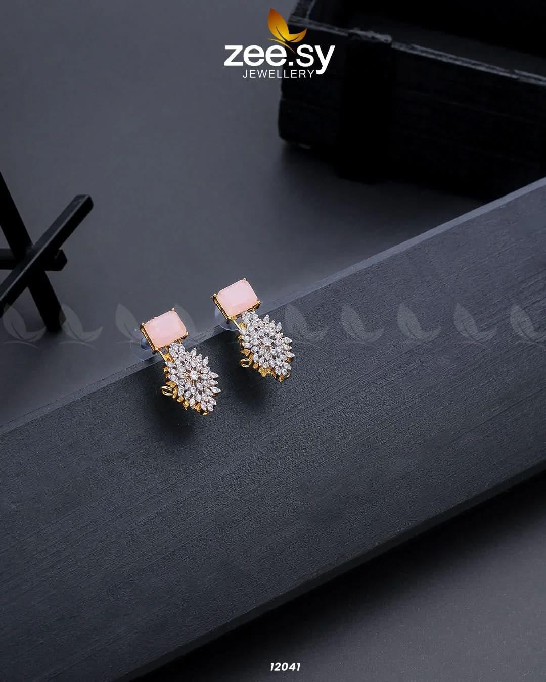 Zircon Cluster Earrings - Zeesy.pk