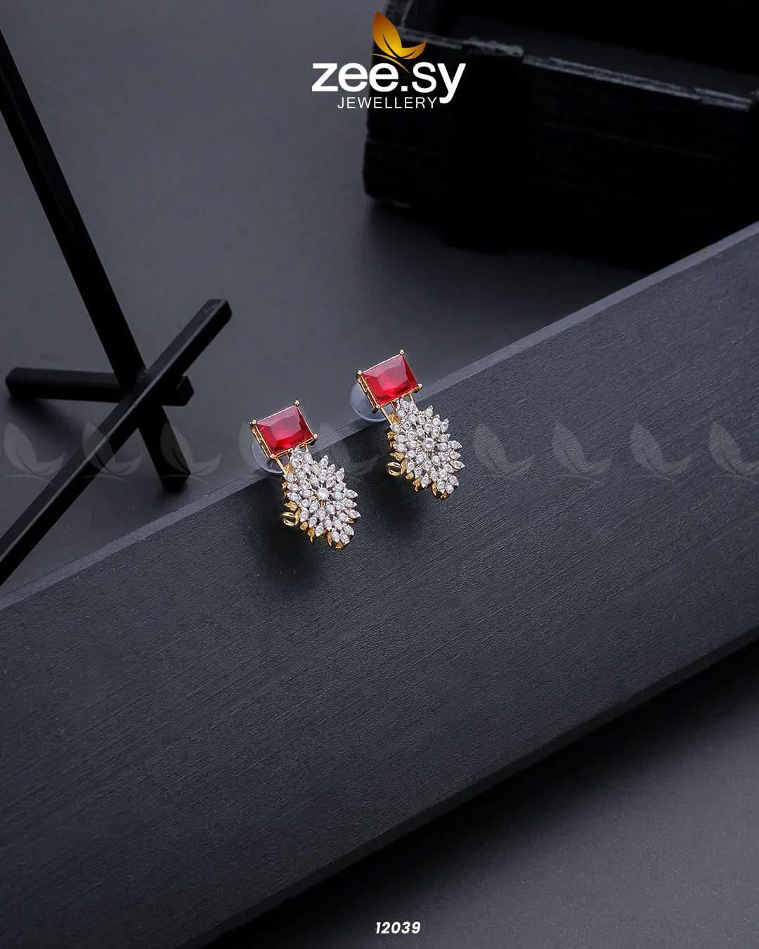 Zircon Cluster Earrings - Zeesy.pk