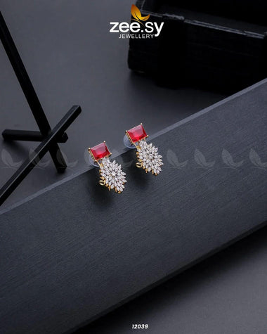 Zircon Cluster Earrings Red Earrings - Zeesy Jewellery Pakistan | Premium Artificial & Imitation Jewellery