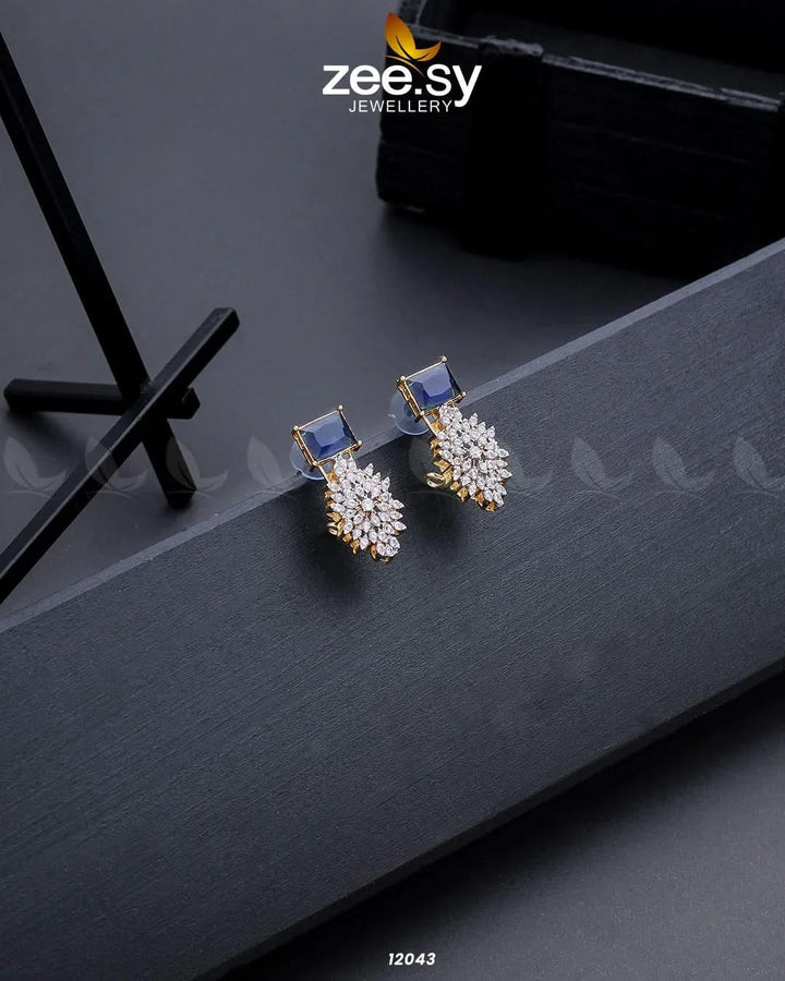 Zircon Cluster Earrings Blue Earrings - Zeesy Jewellery Pakistan | Premium Artificial & Imitation Jewellery