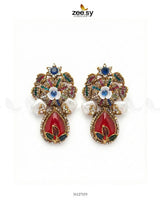 Roszir Pearl Drop Earrings Ruby Earrings - Zeesy Jewellery Pakistan | Premium Artificial & Imitation Jewellery