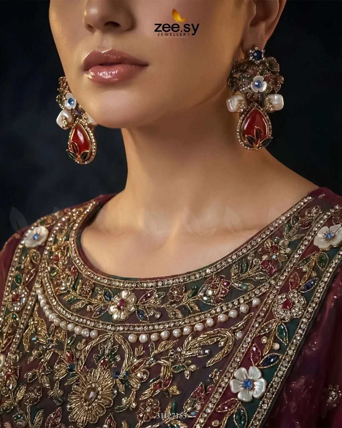 Roszir Pearl Drop Earrings Earrings - Zeesy Jewellery Pakistan | Premium Artificial & Imitation Jewellery