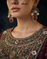 Roszir Pearl Drop Earrings Earrings - Zeesy Jewellery Pakistan | Premium Artificial & Imitation Jewellery