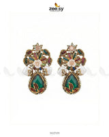 Roszir Pearl Drop Earrings Green Earrings - Zeesy Jewellery Pakistan | Premium Artificial & Imitation Jewellery