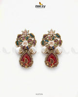 Roszir Pearl Drop Earrings Red Earrings - Zeesy Jewellery Pakistan | Premium Artificial & Imitation Jewellery