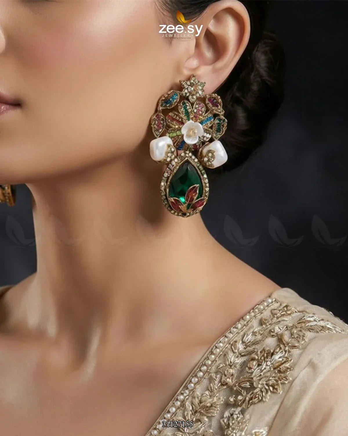Roszir Pearl Drop Earrings Earrings - Zeesy Jewellery Pakistan | Premium Artificial & Imitation Jewellery