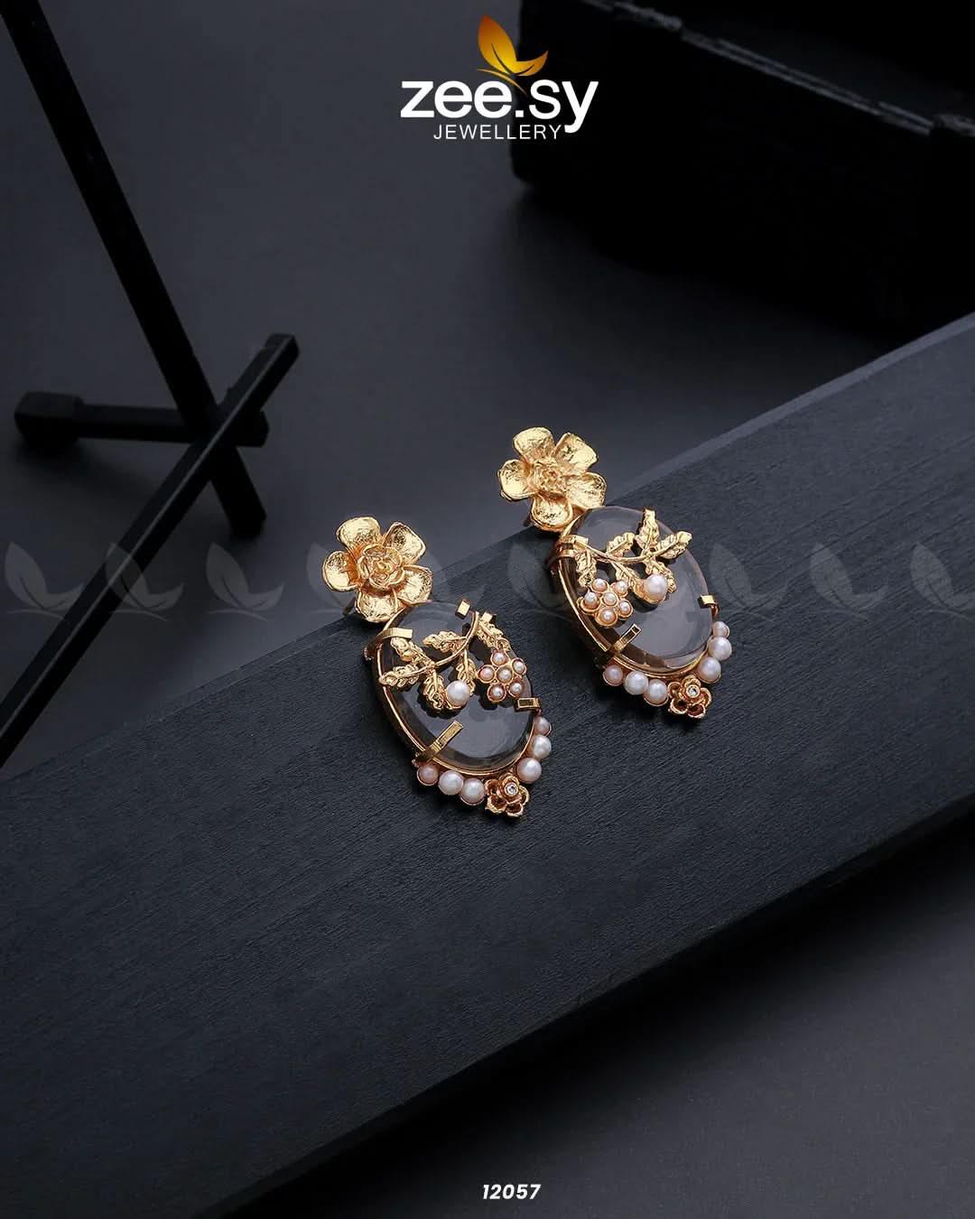 Crystal Glow Earrings Brown Earrings - Zeesy Jewellery Pakistan | Premium Artificial & Imitation Jewellery
