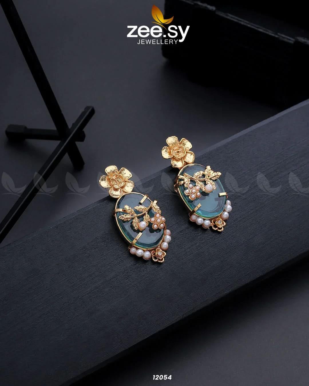 Crystal Glow Earrings Sea Green Earrings - Zeesy Jewellery Pakistan | Premium Artificial & Imitation Jewellery