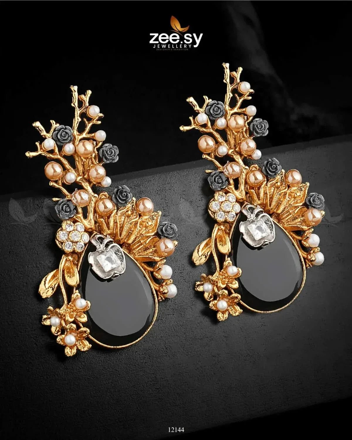 Willows Earrings Black Earrings - Zeesy Jewellery Pakistan | Premium Artificial & Imitation Jewellery