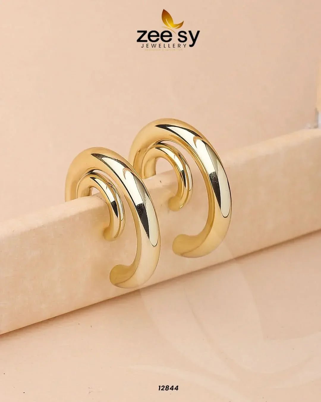 Arc Earrings Golden Earrings - Zeesy Jewellery Pakistan | Premium Artificial & Imitation Jewellery