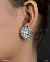 Juvela Earrings Silver Mint Green Earrings - Zeesy Jewellery Pakistan