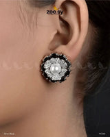 Juvela Earrings Silver Black Earrings - Zeesy Jewellery Pakistan