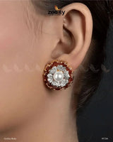 Juvela Earrings Golden Ruby Earrings - Zeesy Jewellery Pakistan