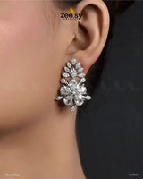 Flora Earrings Silver White Earrings - Zeesy Jewellery Pakistan | Premium Artificial & Imitation Jewellery