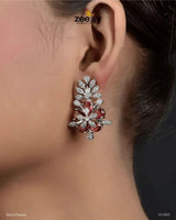Flora Earrings Silver Fuchsia Earrings - Zeesy Jewellery Pakistan | Premium Artificial & Imitation Jewellery