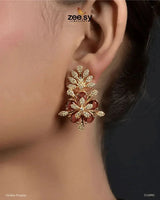 Flora Earrings Golden Fuchsia Earrings - Zeesy Jewellery Pakistan | Premium Artificial & Imitation Jewellery