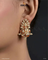 Flora Earrings Golden Champagne Earrings - Zeesy Jewellery Pakistan | Premium Artificial & Imitation Jewellery