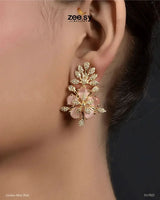 Flora Earrings Golden Mint Pink Earrings - Zeesy Jewellery Pakistan | Premium Artificial & Imitation Jewellery