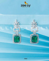Lilac Geometric Drop Earrings Silver Green Earrings - Zeesy Jewellery Pakistan | Premium Artificial & Imitation Jewellery