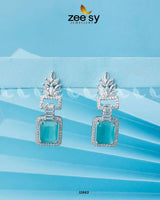 Lilac Geometric Drop Earrings Silver Mint Green Earrings - Zeesy Jewellery Pakistan | Premium Artificial & Imitation Jewellery