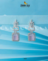 Lilac Geometric Drop Earrings Silver Mint Pink Earrings - Zeesy Jewellery Pakistan | Premium Artificial & Imitation Jewellery