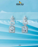 Lilac Geometric Drop Earrings Silver White Earrings - Zeesy Jewellery Pakistan | Premium Artificial & Imitation Jewellery