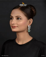 Fiorenza Earrings Silver Mint Green Earrings - Zeesy Jewellery Pakistan